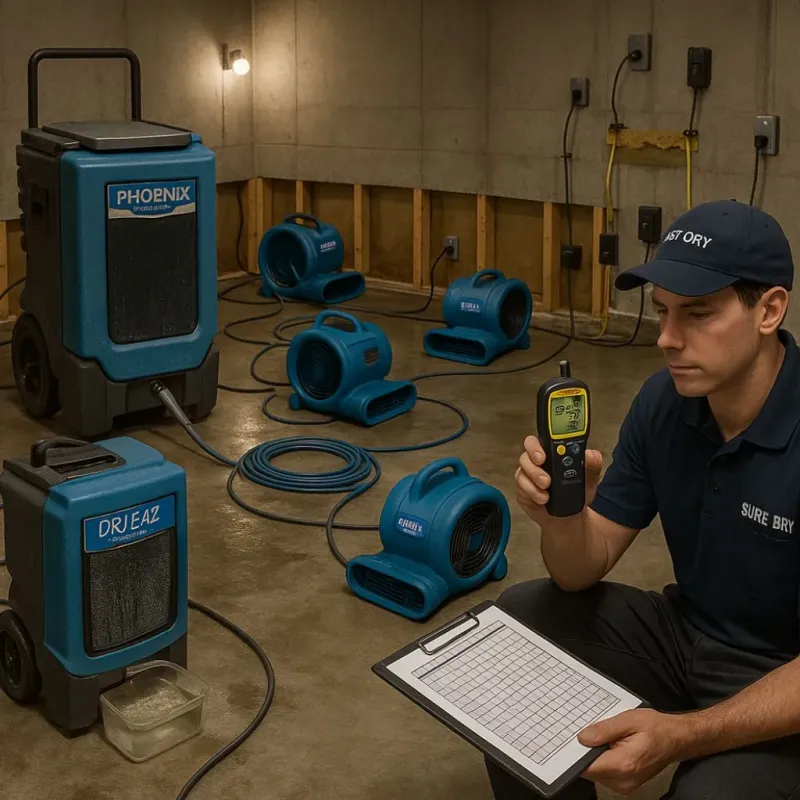 Structural Drying and Dehumidification process in Williams Bay, WI